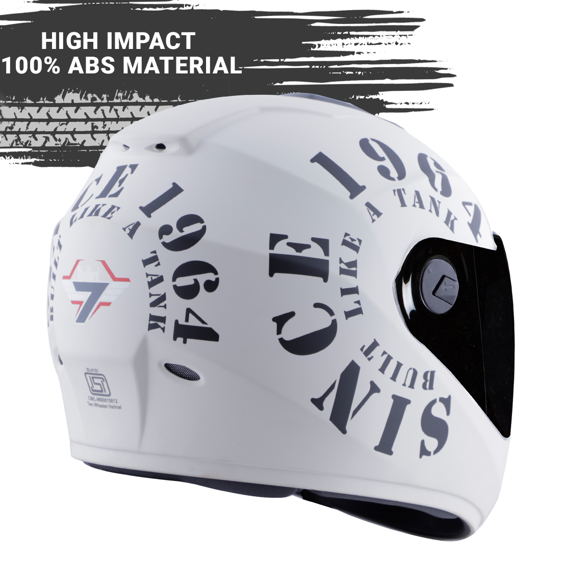 Steelbird SBH-11 Zoom Tank Full Face ISI Certified Helmet (Matt Off White With Smoke Visor)