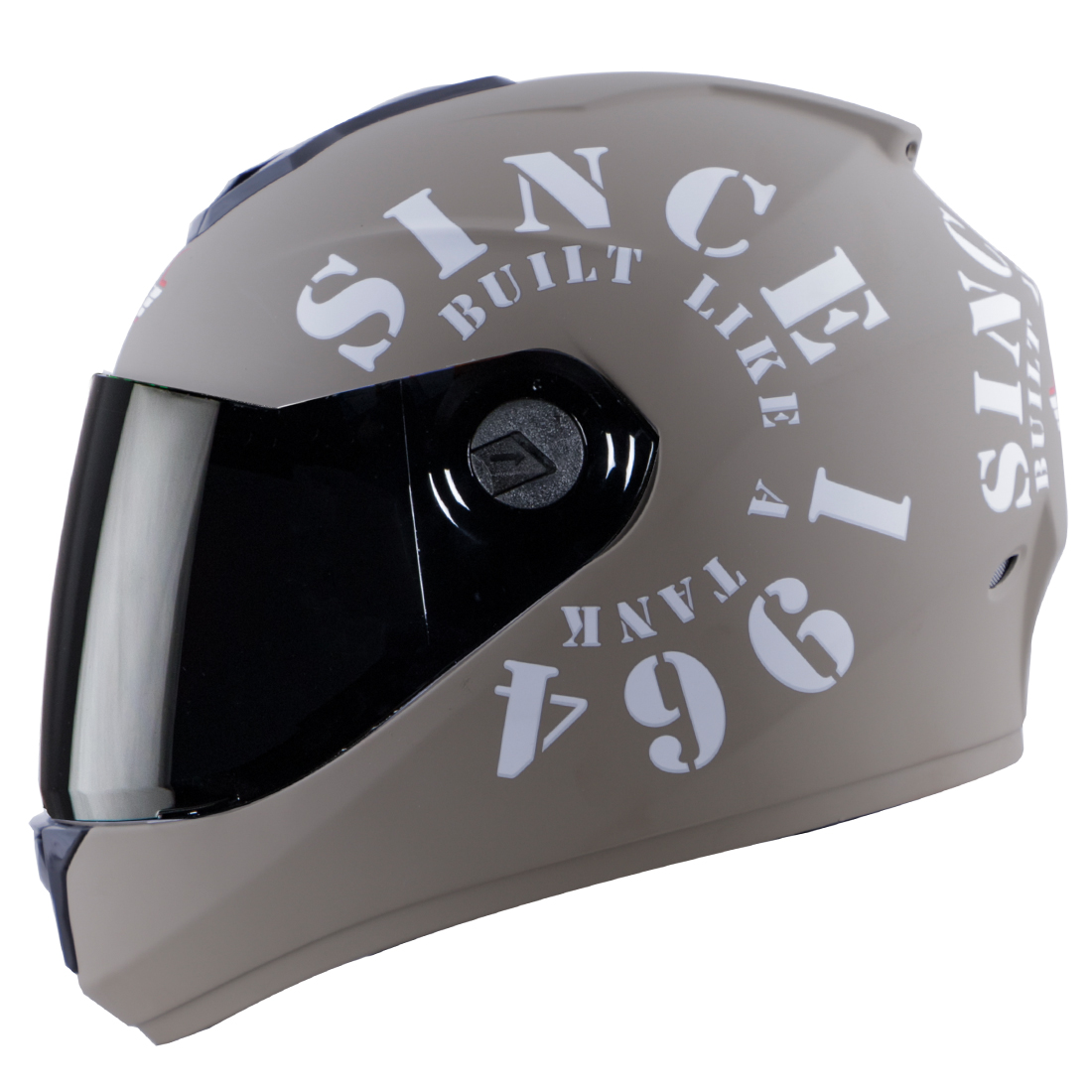 Steelbird SBH-11 Zoom Tank Full Face ISI Certified Helmet (Matt Desert Storm White With Smoke Visor)