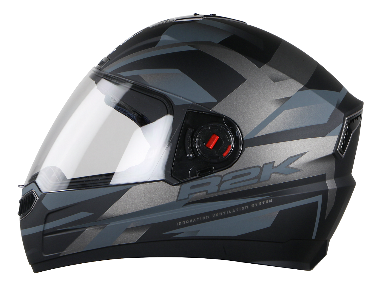 Steelbird SBA-1 R2K ISI Certified Full Face Graphic Helmet (Matt Black Grey With Clear Visor)