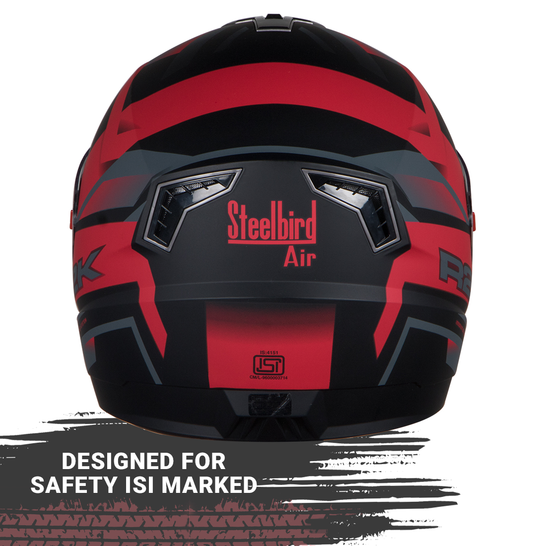 Steelbird SBA-1 R2K ISI Certified Full Face Graphic Helmet (Matt Black Red With Clear Visor)