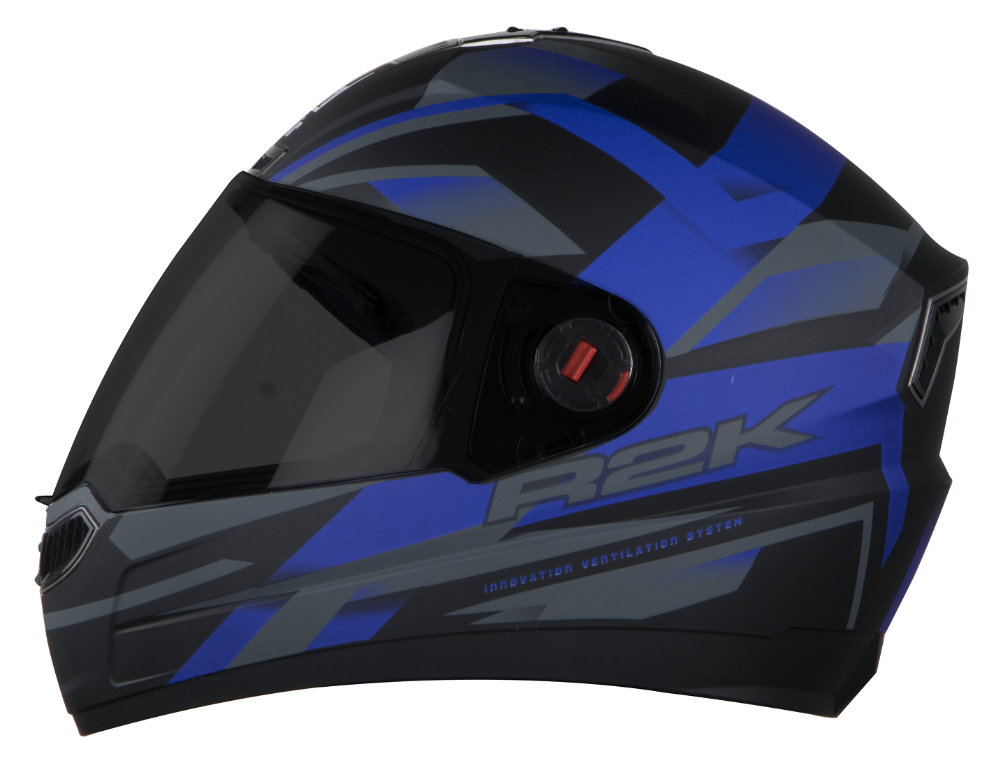 Steelbird SBA-1 R2K ISI Certified Full Face Graphic Helmet (Matt Black Blue With Smoke Visor)