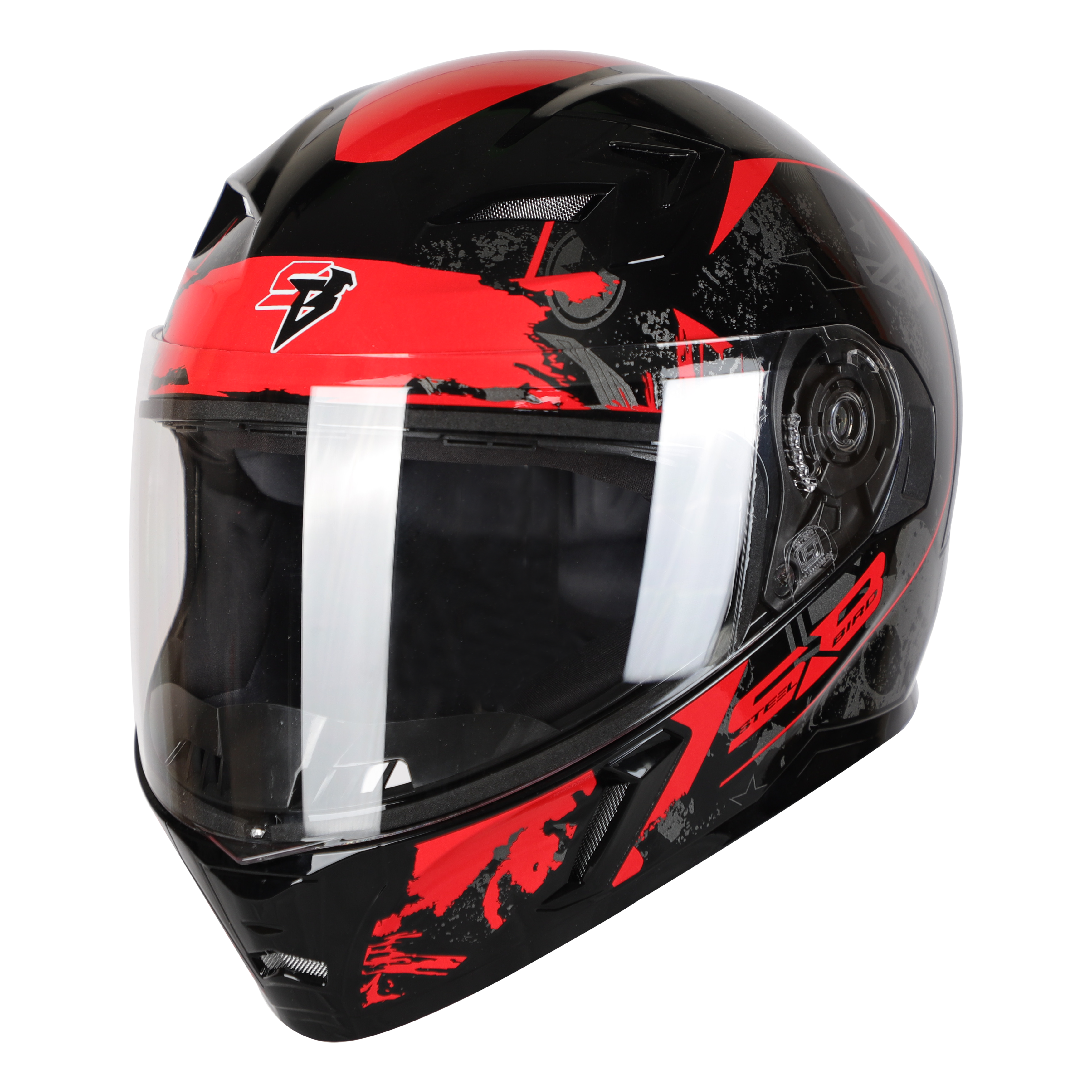 SBA-21 COMBAT GLOSSY BLACK WITH RED ( WITH LONG CHEEK PAD INTERIOR)