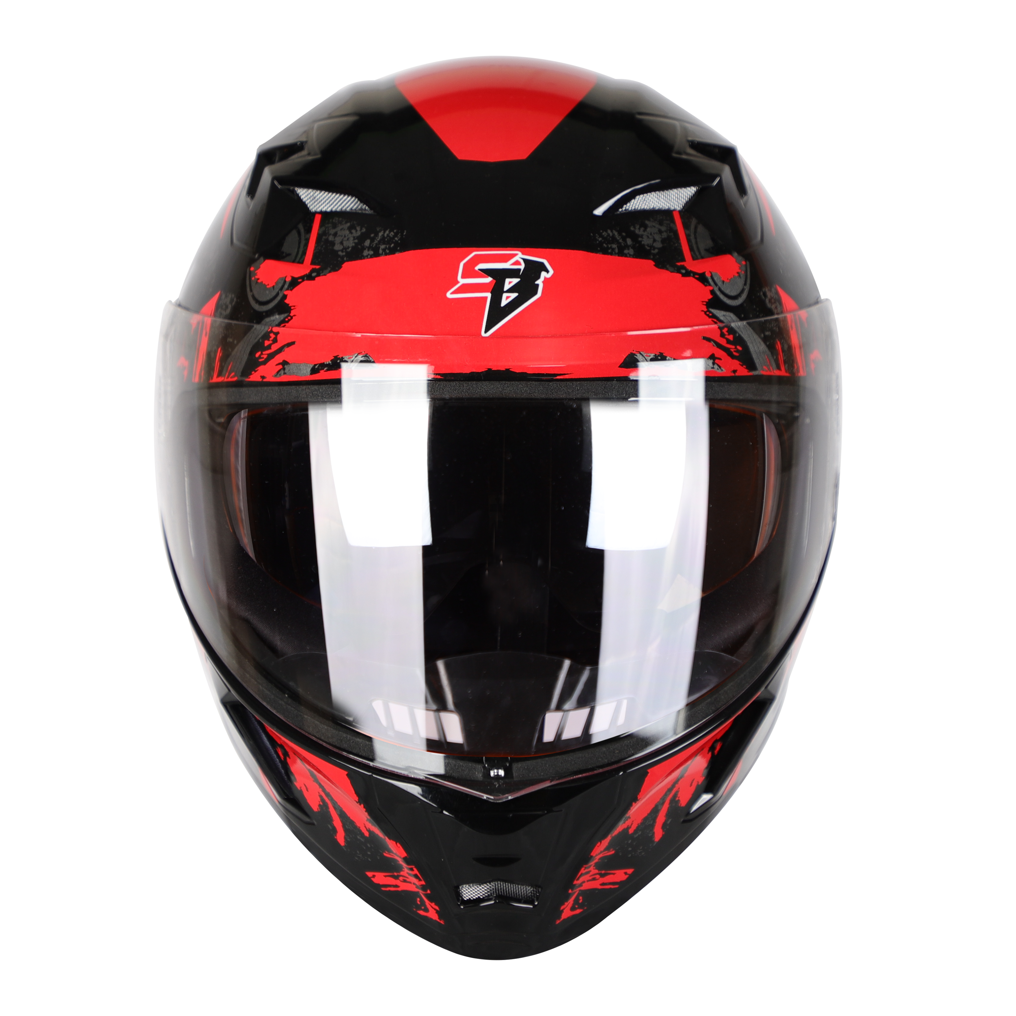 SBA-21 COMBAT GLOSSY BLACK WITH RED (WITH INNER SUN SHIELD & LONG CHEEK PAD INTERIOR)