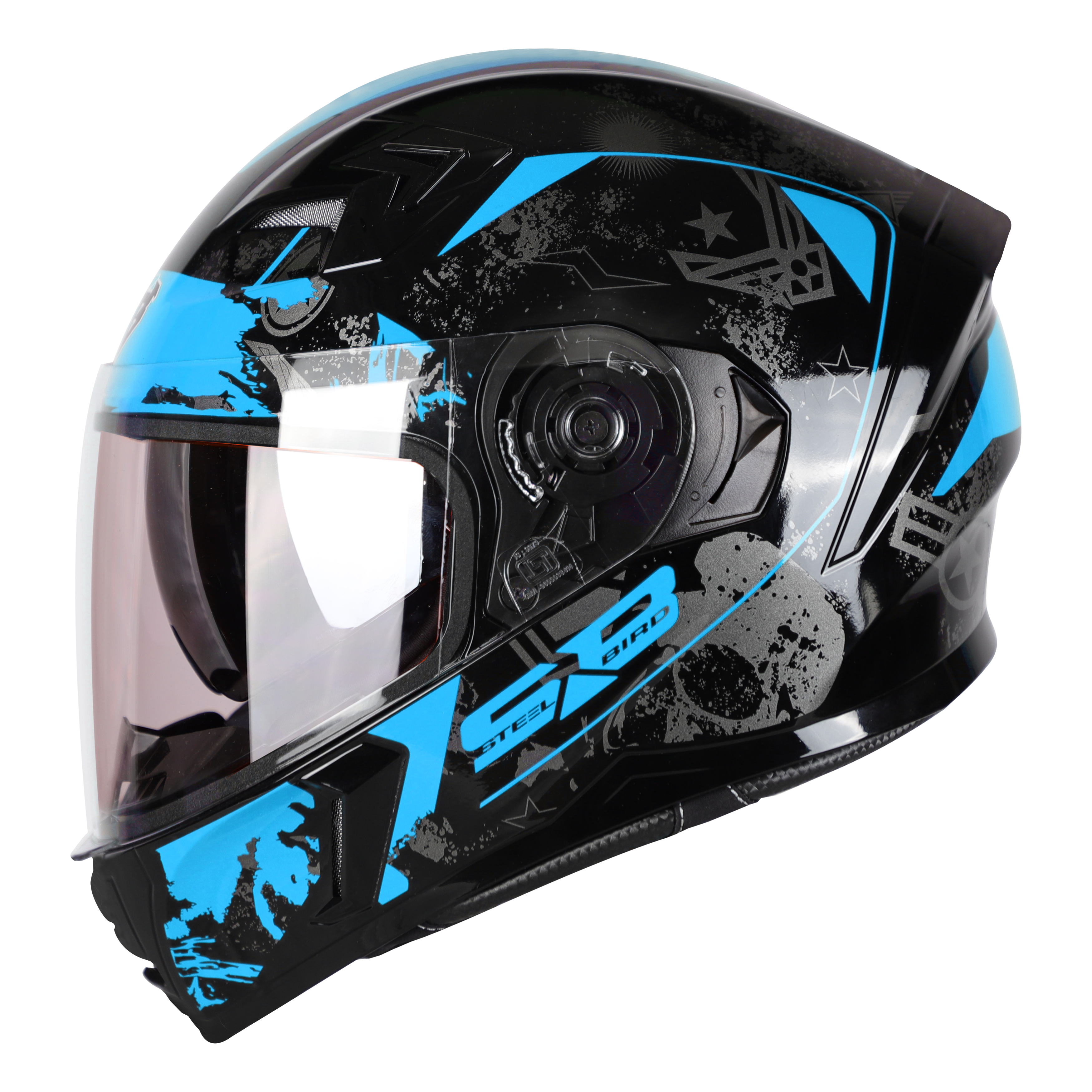 SBA-21 COMBAT GLOSSY BLACK WITH BLUE (WITH IINNER SHIELD & HIGH-END INTERIOR)