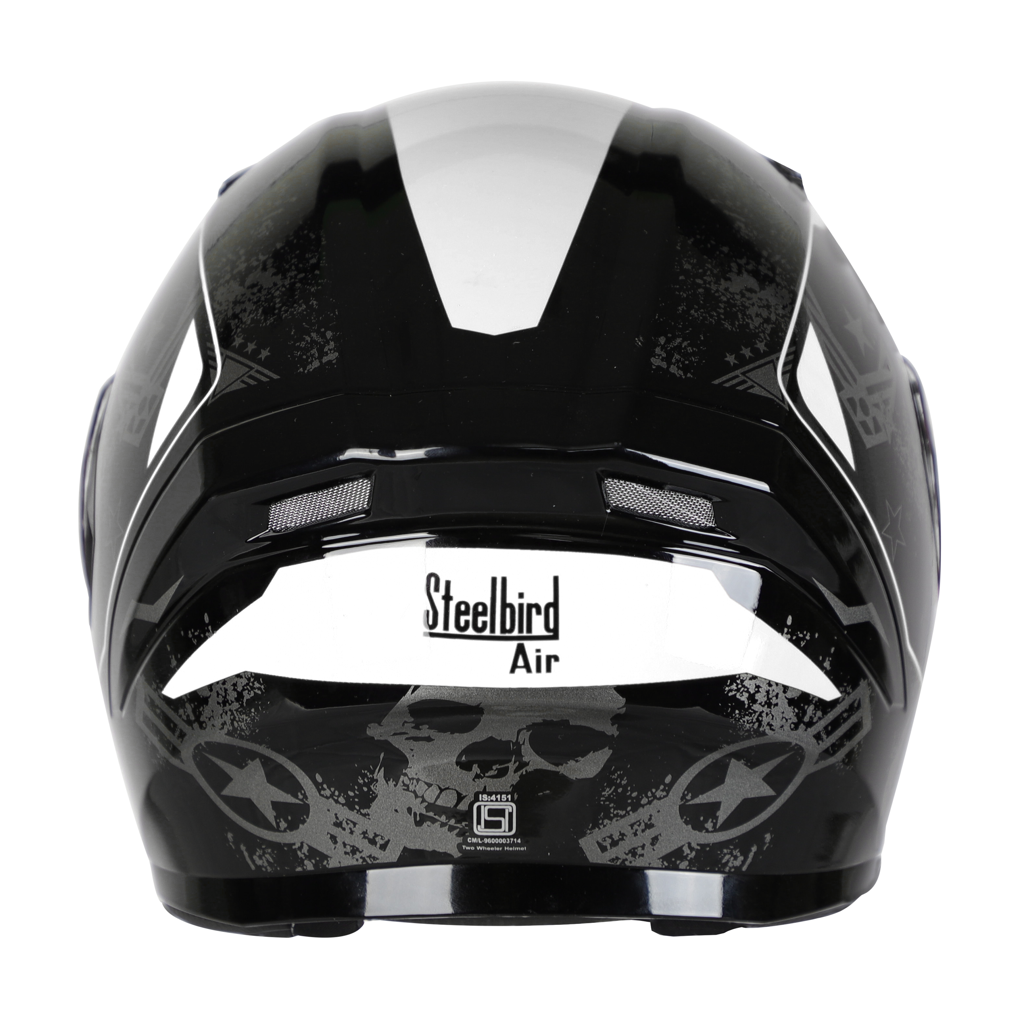 SBA-21 COMBAT GLOSSY BLACK WITH WHITE (WITH IINNER SHIELD & HIGH-END INTERIOR)