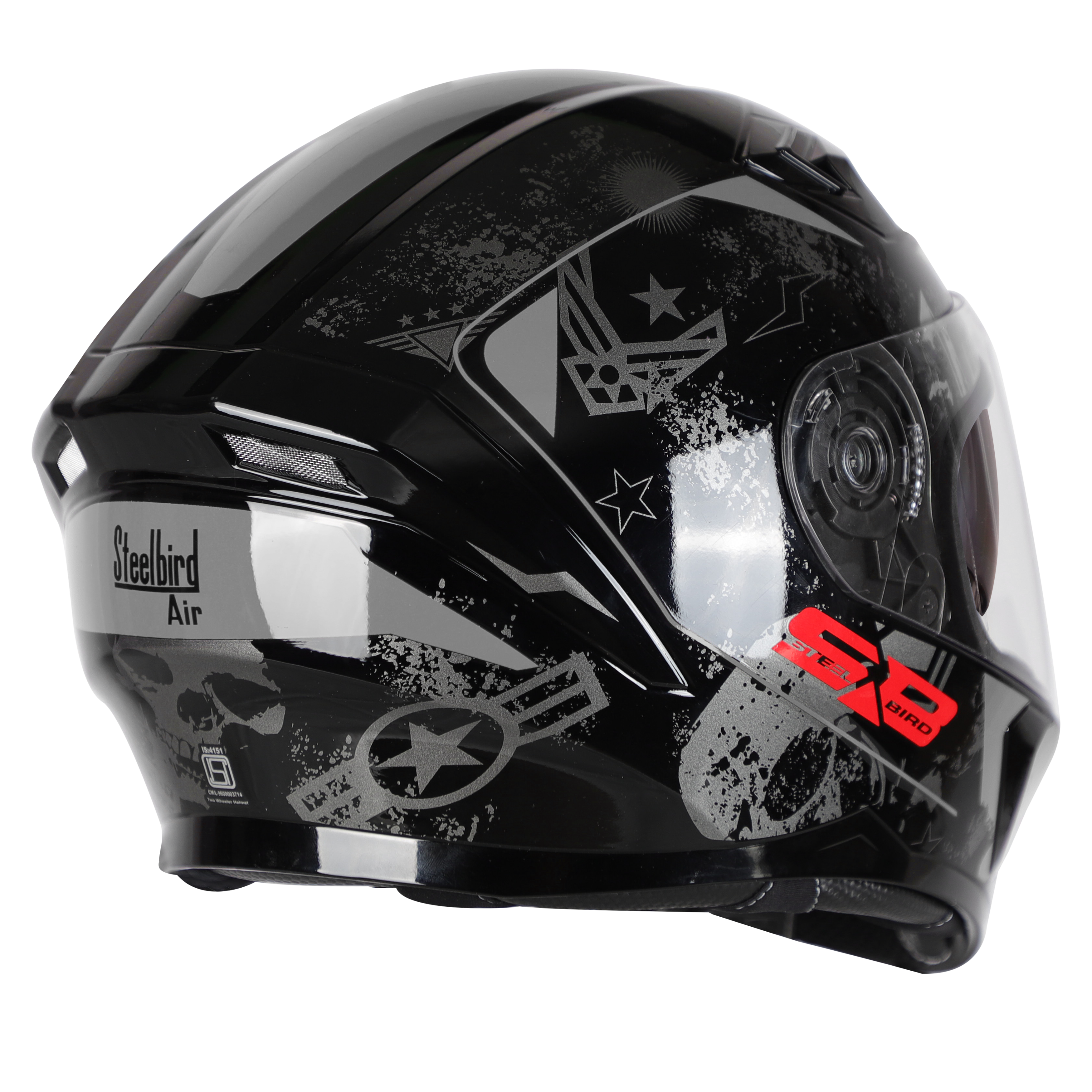 SBA-21 COMBAT GLOSSY BLACK WITH GREY (WITH IINNER SHIELD & HIGH-END INTERIOR)
