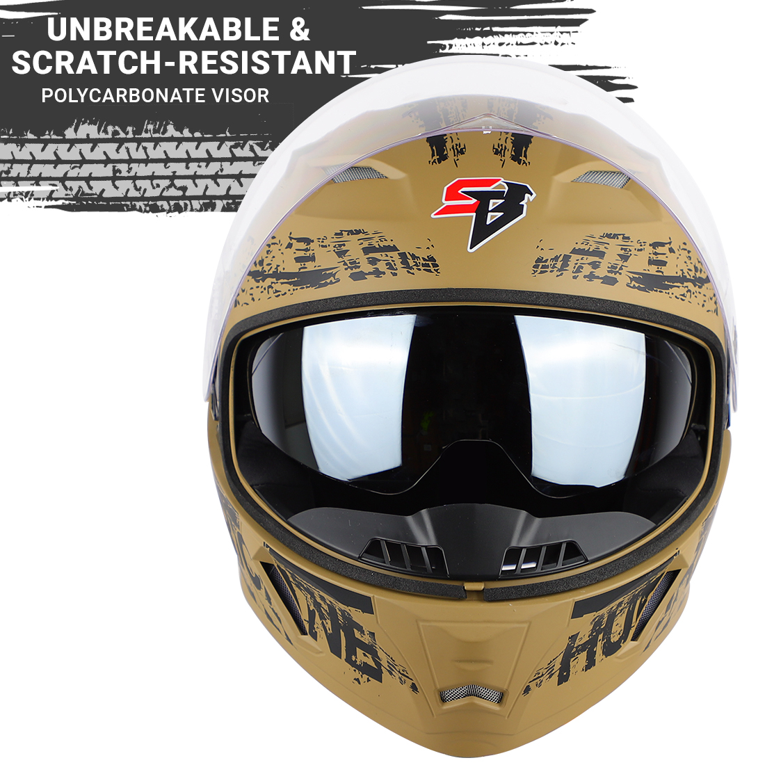 Steelbird SBA-21 Hurricane ISI Certified Full Face Graphic Helmet With Inner Sun Shield (Matt Desert Storm Grey)