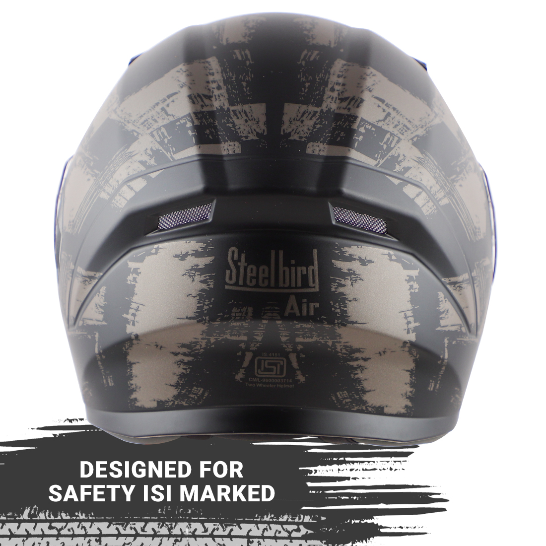 Steelbird SBA-21 Hurricane ISI Certified Full Face Graphic Helmet With Inner Sun Shield (Matt Black Grey)