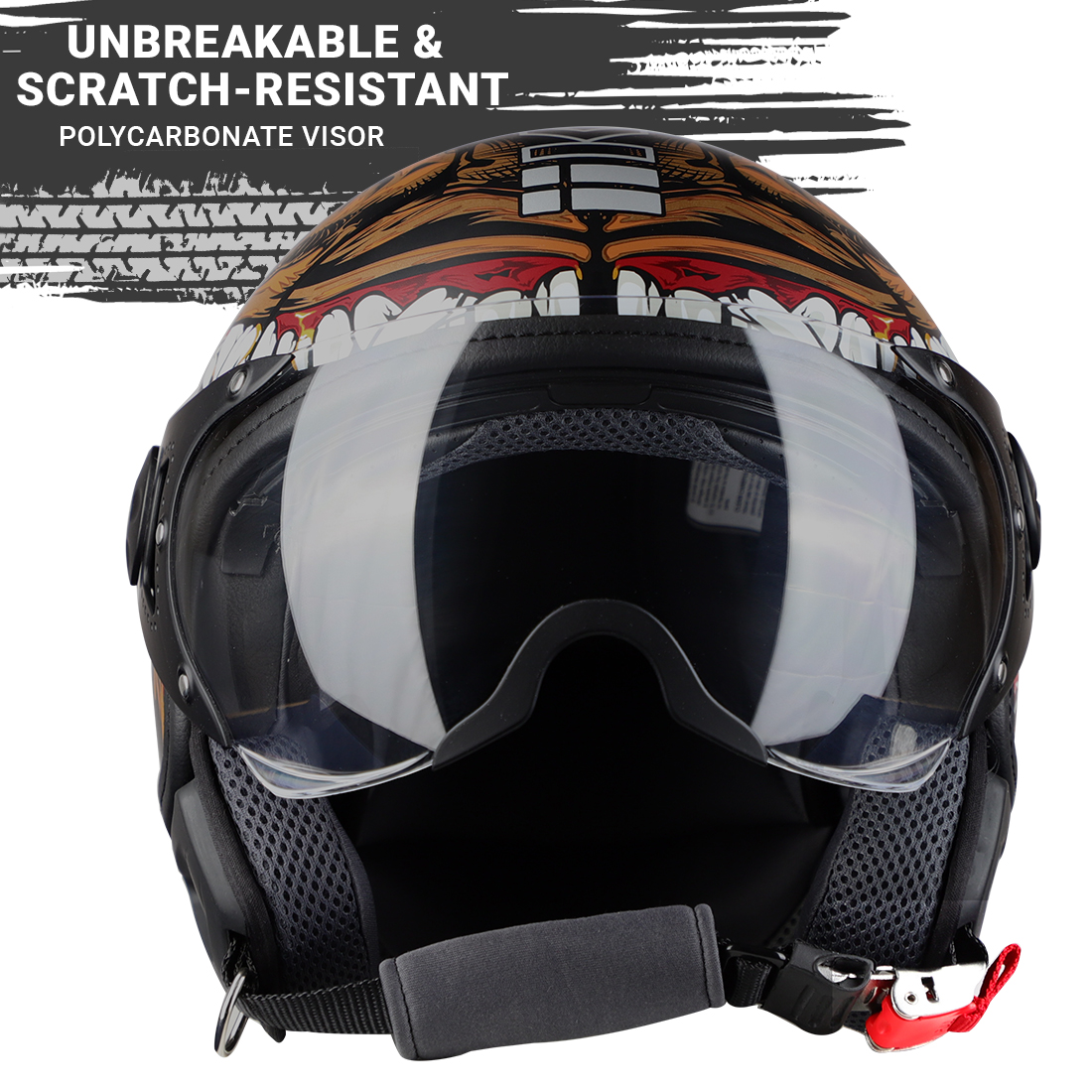 Steelbird Kukka K-2 VALEC ISI Certified Open Face Helmet (Matt Black Desert Storm)