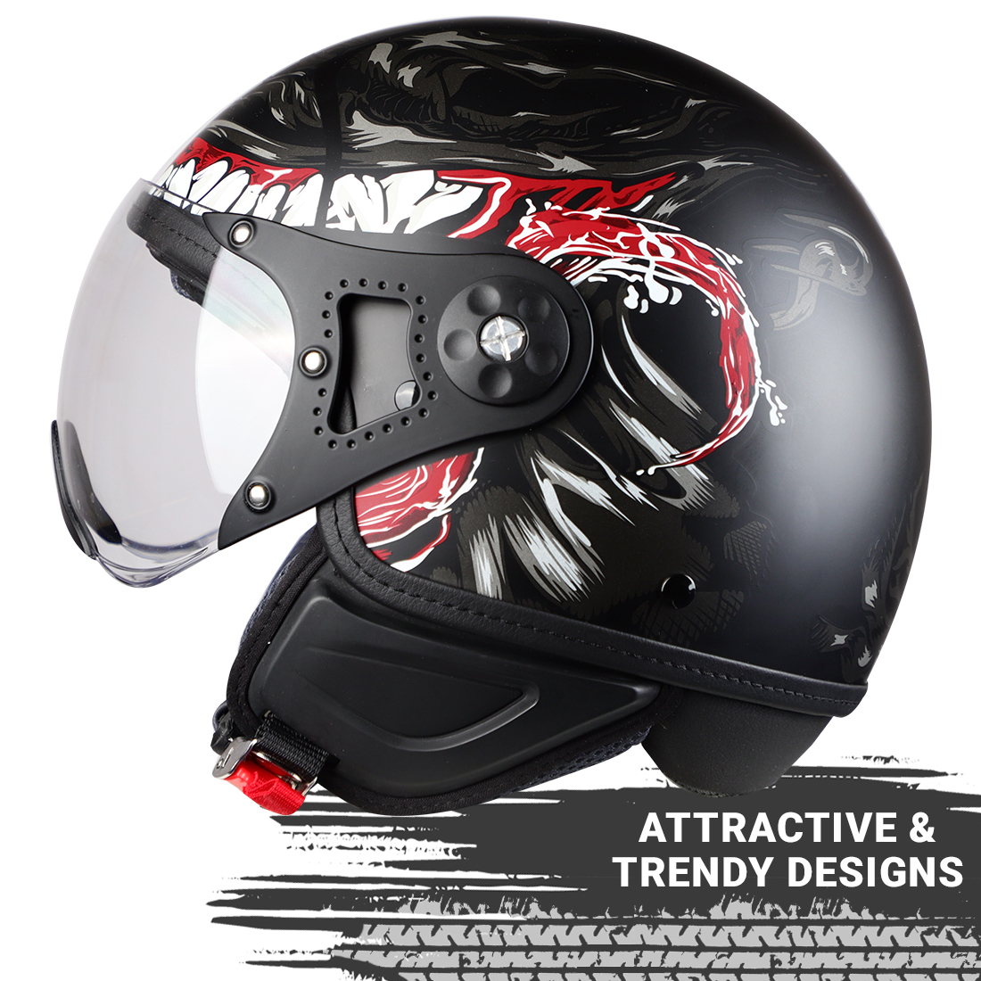 Steelbird Kukka K-2 VALEC ISI Certified Open Face Helmet (Matt Black Grey)