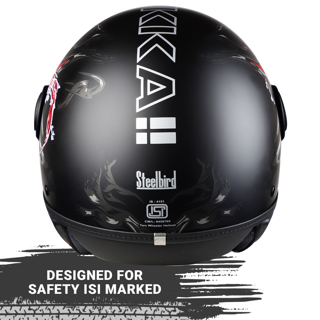 Steelbird Kukka K-2 VALEC ISI Certified Open Face Helmet (Matt Black Grey)