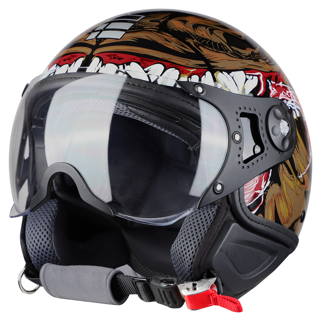 Steelbird Kukka K-2 VALEC ISI Certified Open Face Helmet (Glossy Black Desert Storm)