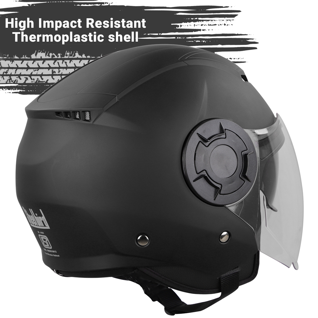 Steelbird GT ISI Certified Open Face Helmet For Men And Women With Inner Sun Shield ( Dual Visor Mechanism ) (Matt Black)