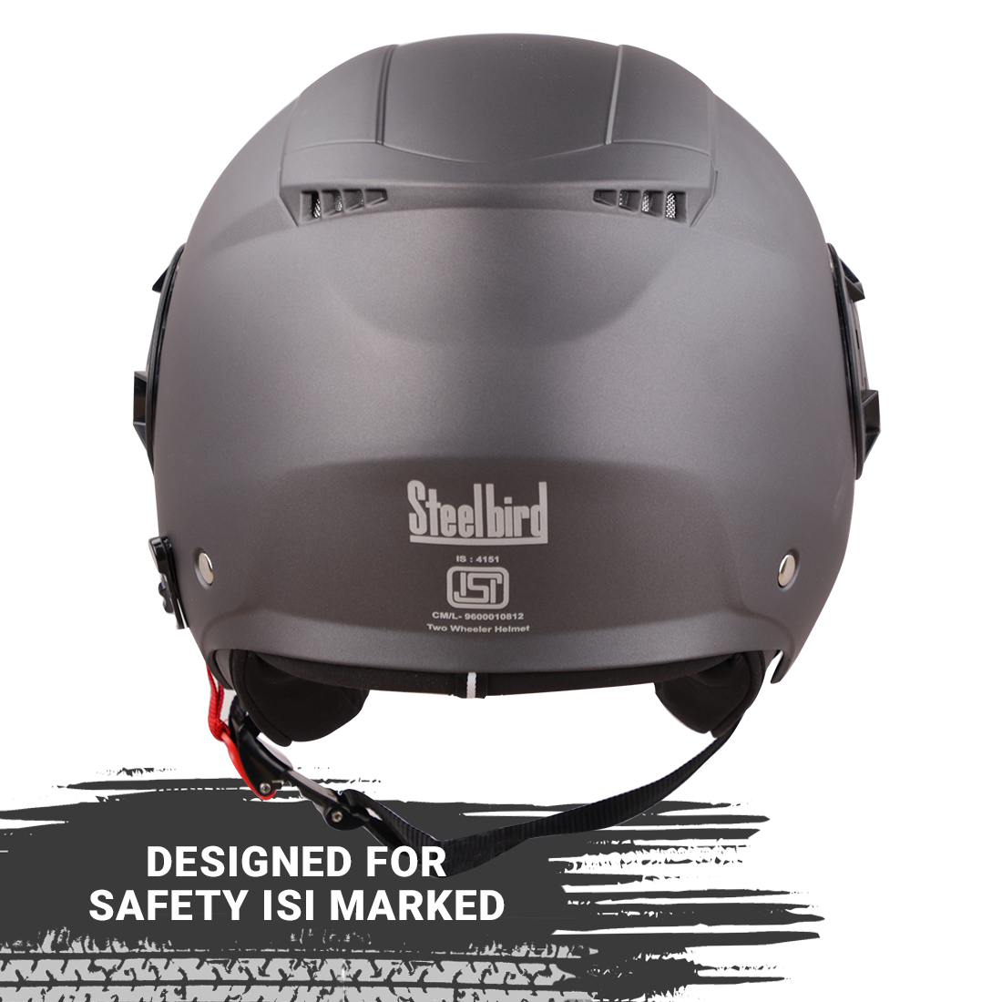 Steelbird GT ISI Certified Open Face Helmet For Men And Women With Inner Sun Shield ( Dual Visor Mechanism ) (Matt H.Grey)