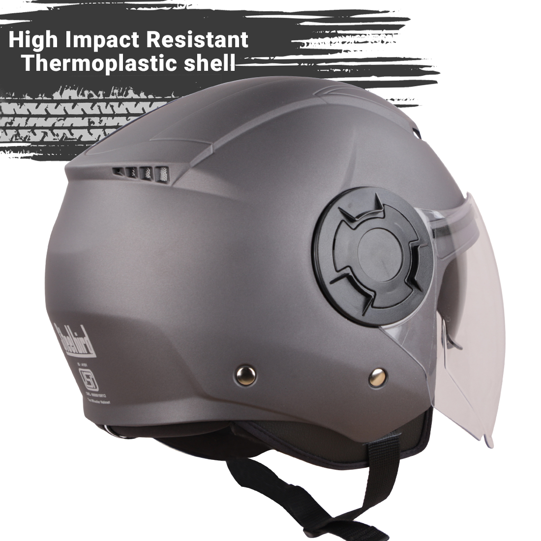 Steelbird GT ISI Certified Open Face Helmet For Men And Women With Inner Sun Shield ( Dual Visor Mechanism ) (Glossy H.Grey)