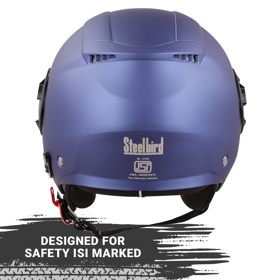 Steelbird GT ISI Certified Open Face Helmet For Men And Women With Inner Sun Shield ( Dual Visor Mechanism ) (Glossy H.Blue)