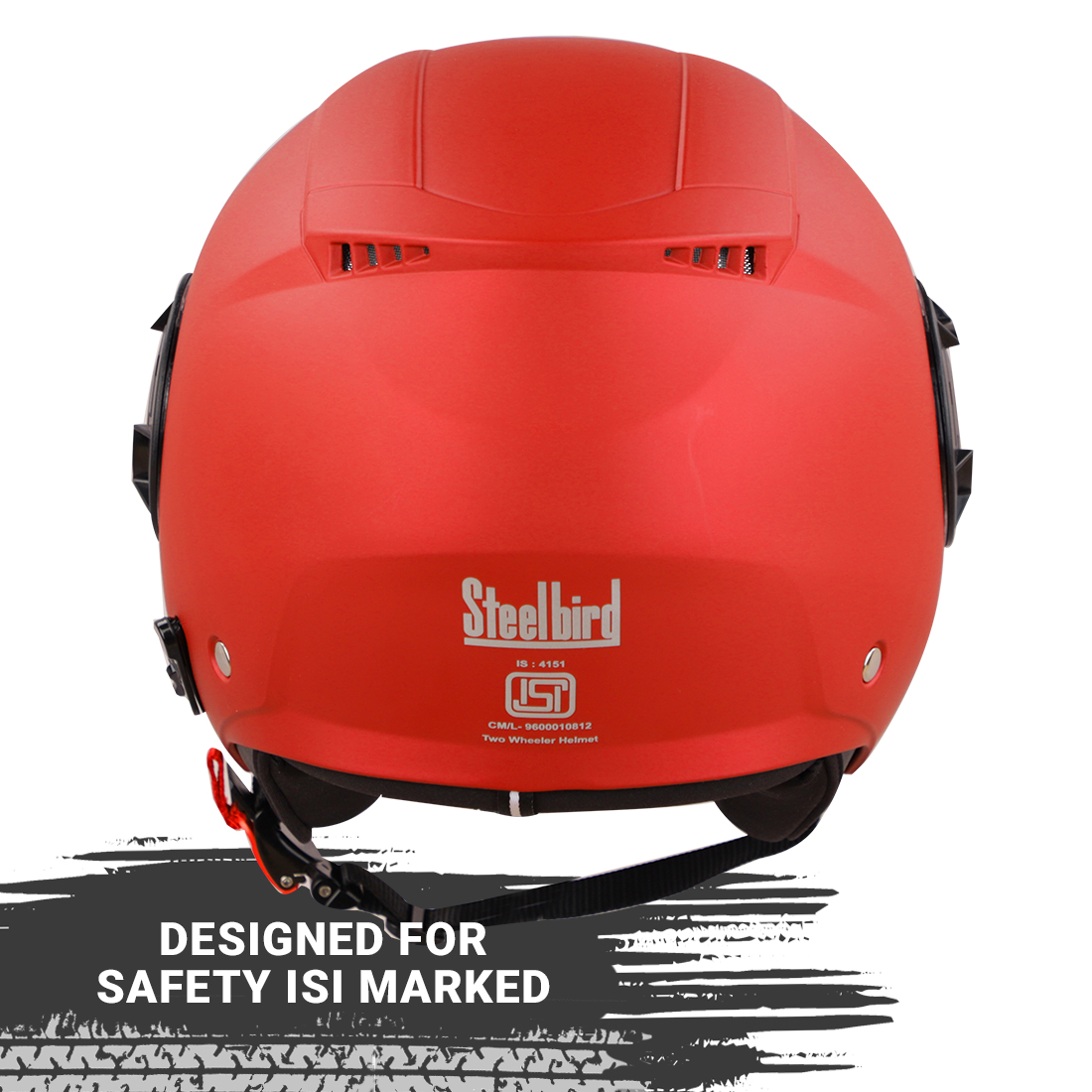 Steelbird GT ISI Certified Open Face Helmet For Men And Women With Inner Sun Shield ( Dual Visor Mechanism ) (Glossy Sports Red)