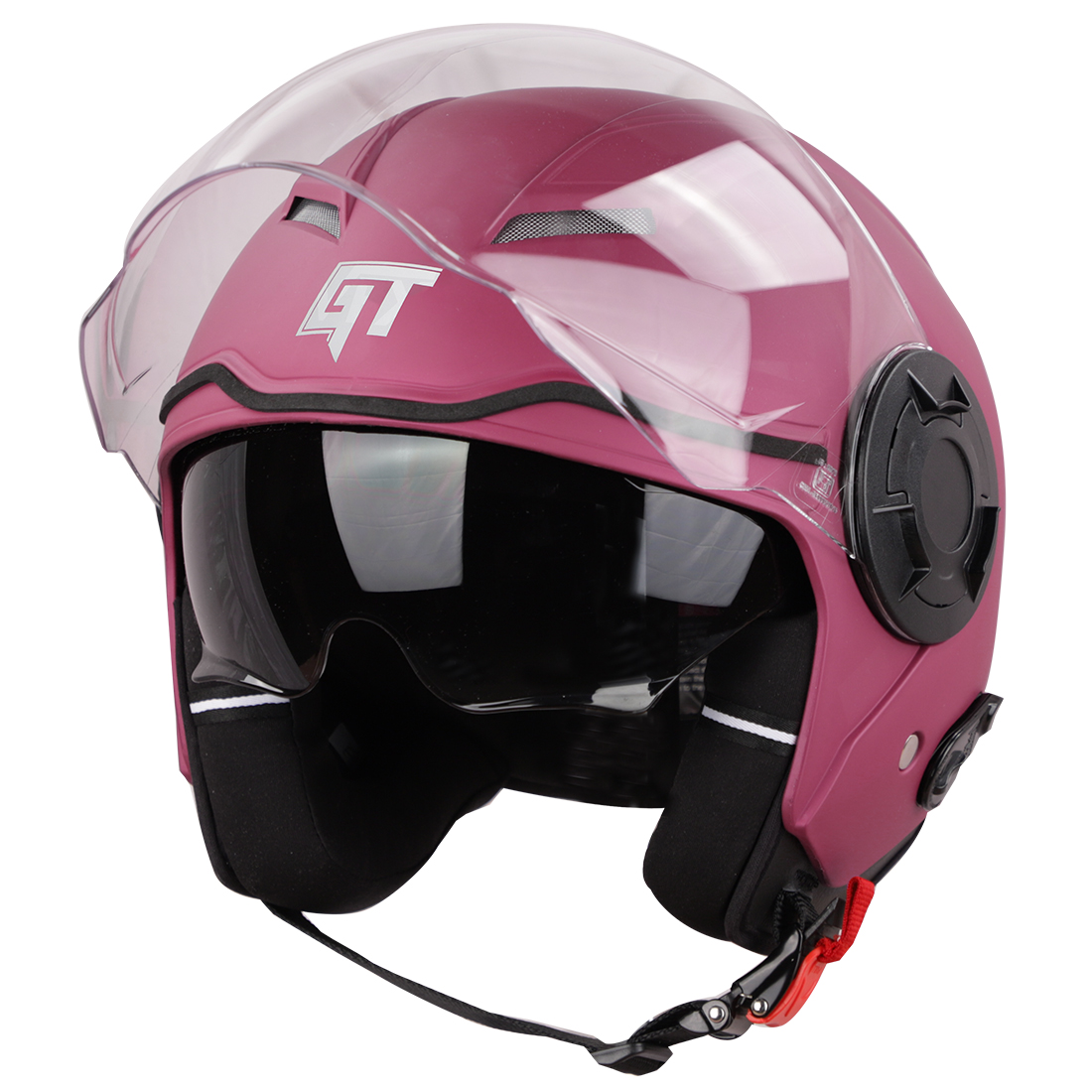 Steelbird GT ISI Certified Open Face Helmet For Men And Women With Inner Sun Shield ( Dual Visor Mechanism ) (Glossy Pink)