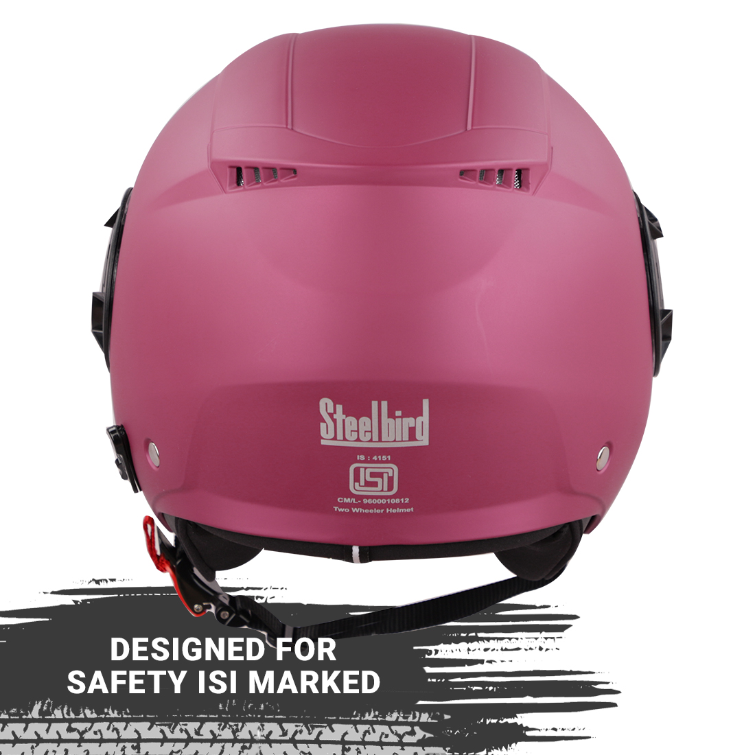 Steelbird GT ISI Certified Open Face Helmet For Men And Women With Inner Sun Shield ( Dual Visor Mechanism ) (Glossy Pink)