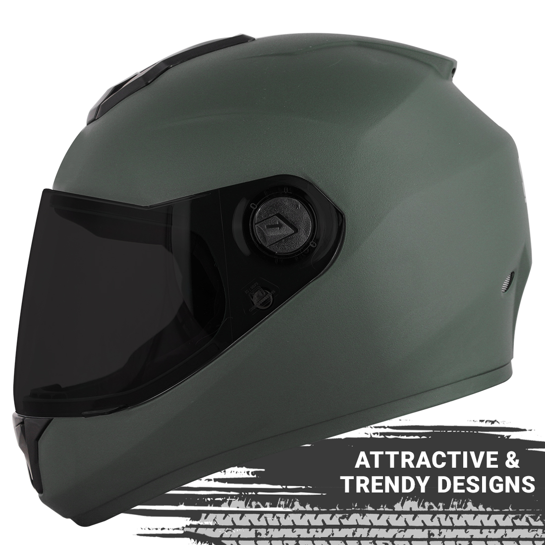 Steelbird SBH-11 7Wings ISI Certified Full Face Helmet For Men And Women (Dashing Battle Green)