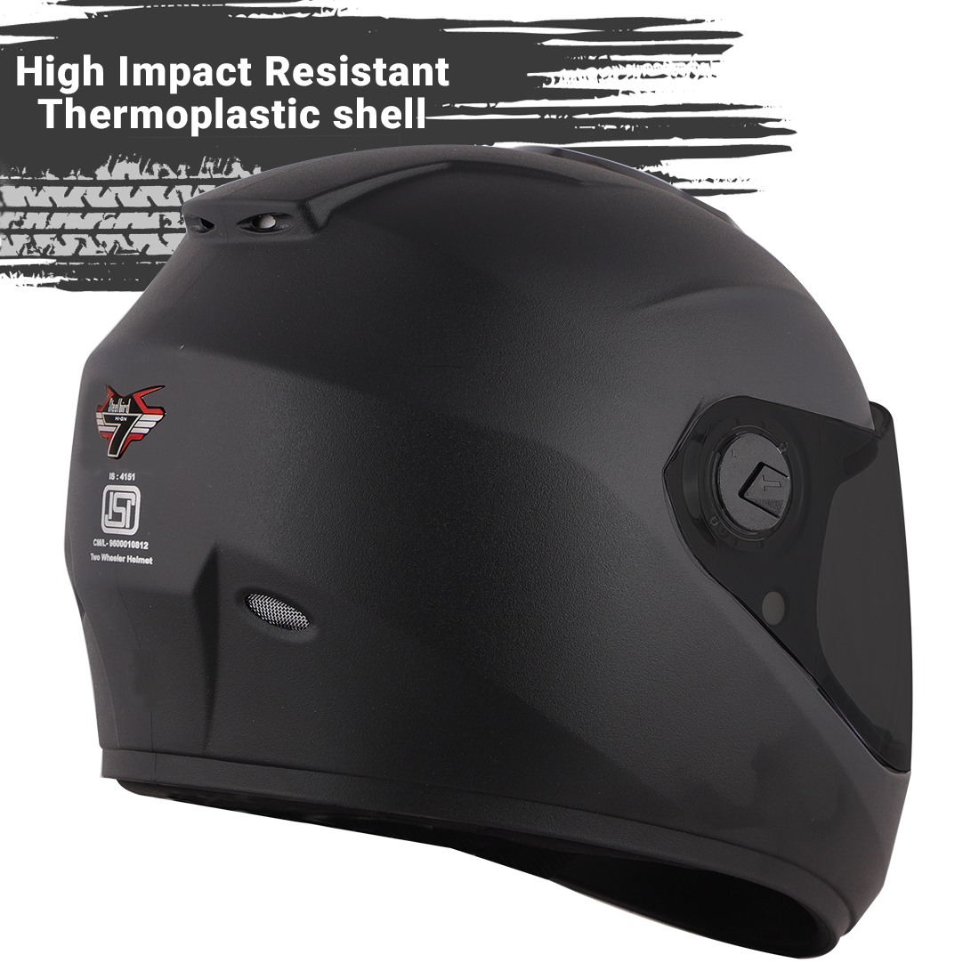 Steelbird SBH-11 7Wings ISI Certified Full Face Helmet For Men And Women (Dashing Black)