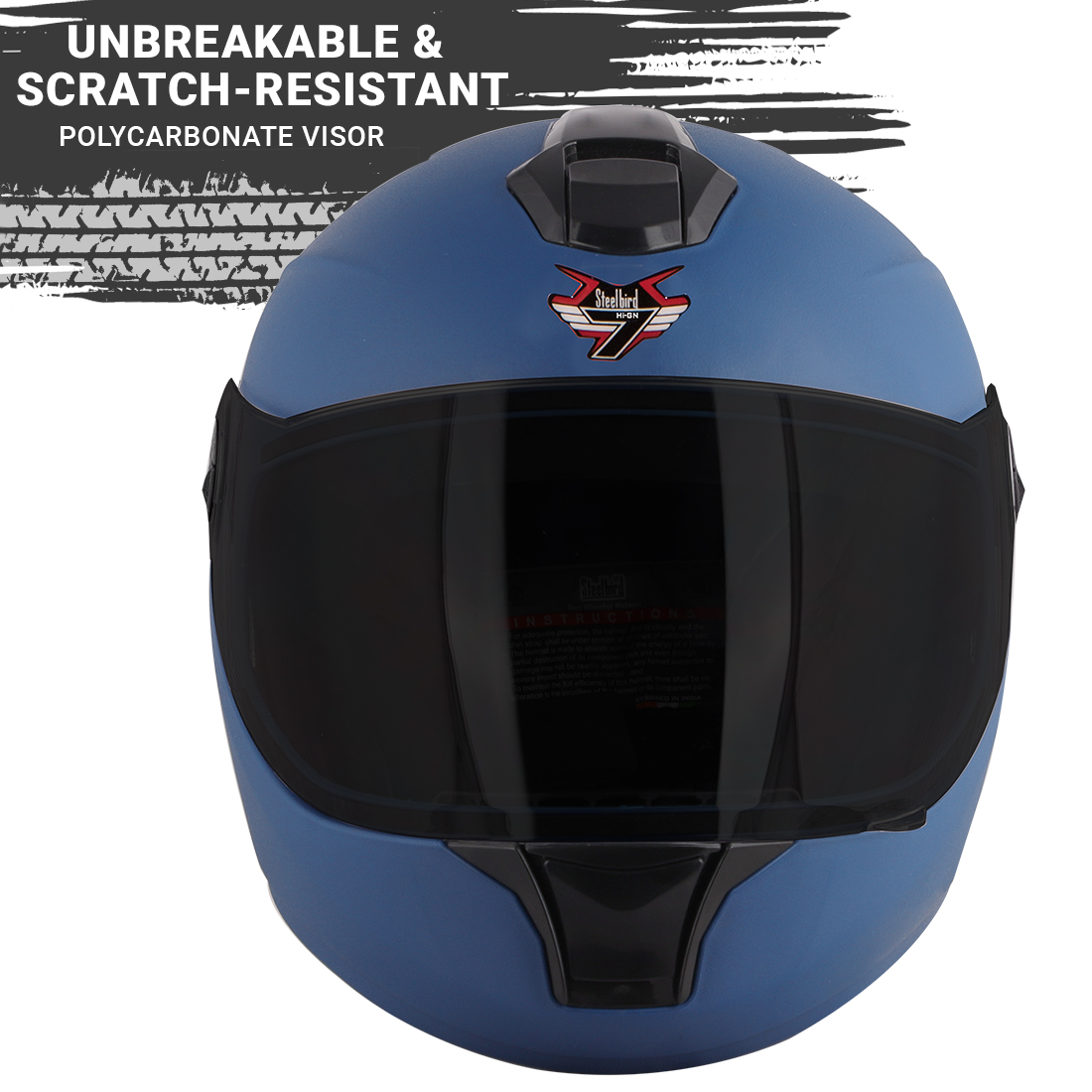 Steelbird SBH-11 7Wings ISI Certified Full Face Helmet For Men And Women (Dashing Blue)