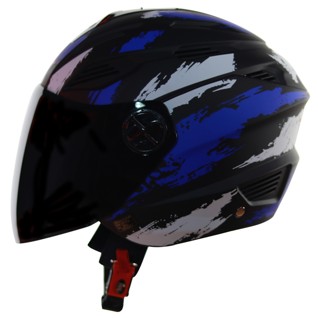 Steelbird SBA-6 7Wings Stroke Open Face Helmet in Matt Finish (Matt Black Blue)