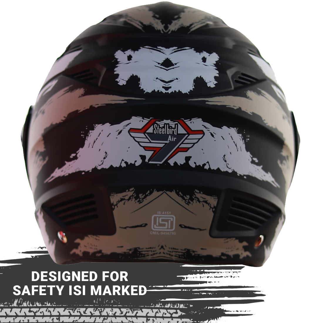 Steelbird SBA-6 7Wings Stroke Open Face Helmet In Matt Finish (Matt Black Desert Storm)