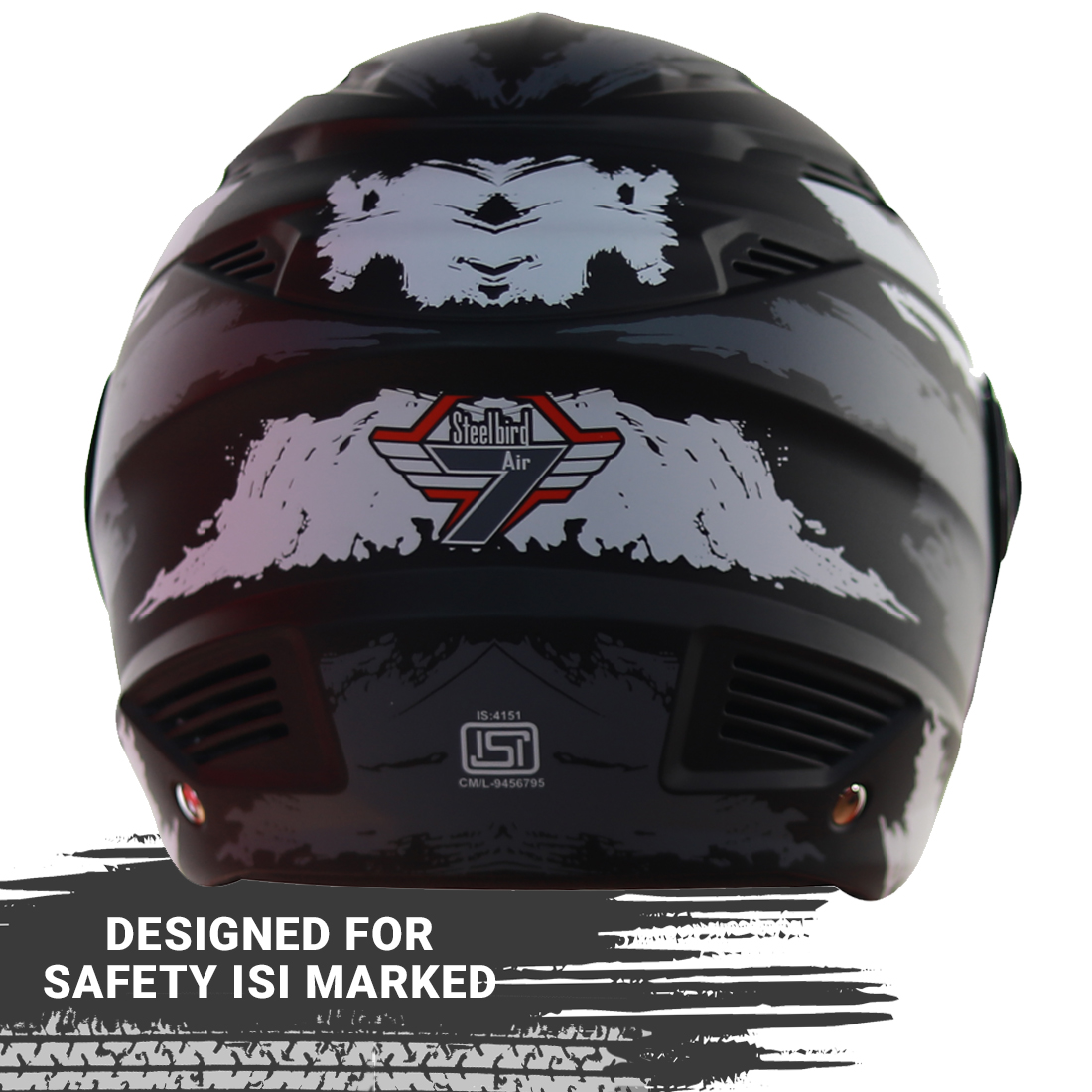 Steelbird SBA-6 7Wings Stroke Open Face Helmet In Matt Finish (Matt Black Grey)