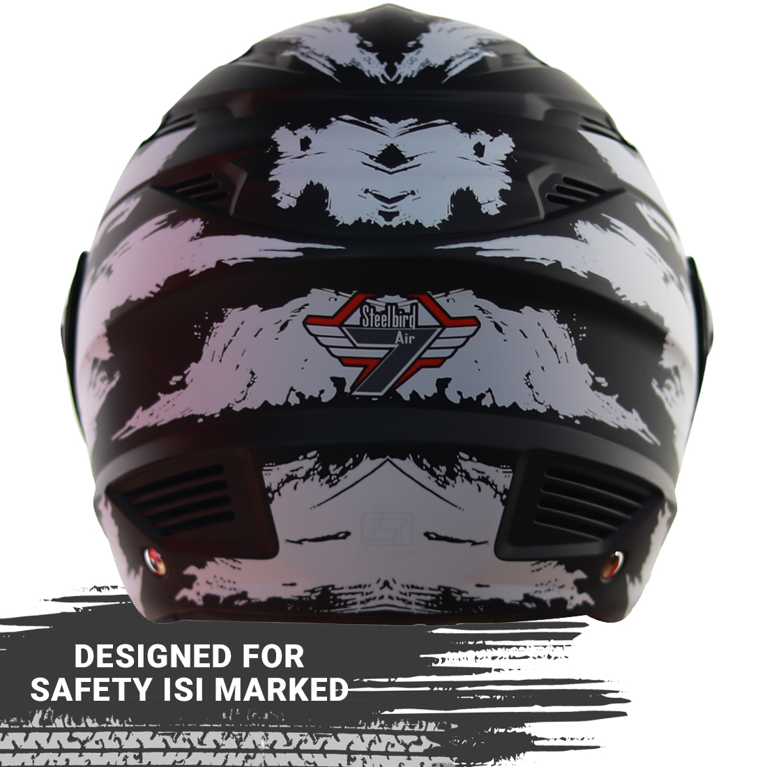 Steelbird SBA-6 7Wings Stroke Open Face Helmet In Matt Finish (Matt Black White)