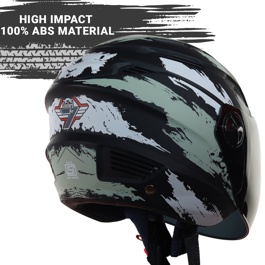 Steelbird SBA-6 7Wings Stroke Open Face Helmet In Matt Finish (Matt Black Gold)