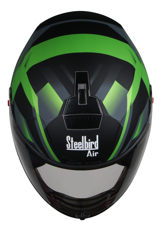 Steelbird SBA-1 R2K HF Full Face ABS Shell Helmet With Detachable Hands-free Device (Matt Black Green)
