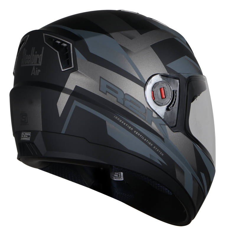 Steelbird SBA-1 R2K HF Full Face ABS Shell Helmet With Detachable Hands-free Device (Matt Black Grey)