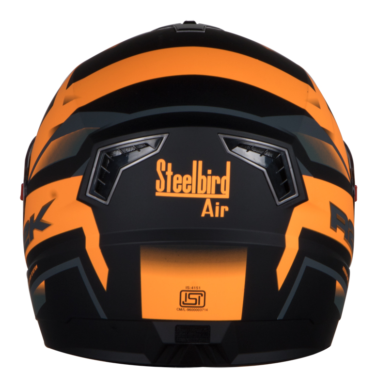 Steelbird SBA-1 R2K HF Full Face ABS Shell Helmet With Detachable Hands-free Device (Matt Black Orange)