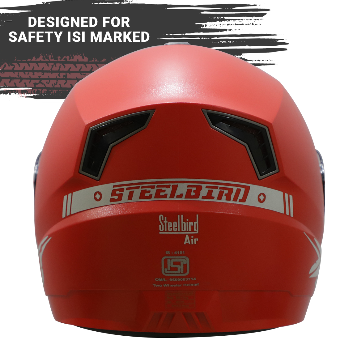 Steelbird SBA-1 Moon Reflective ISI Certified Full Face Helmet (Dashing Red With Clear Visor)