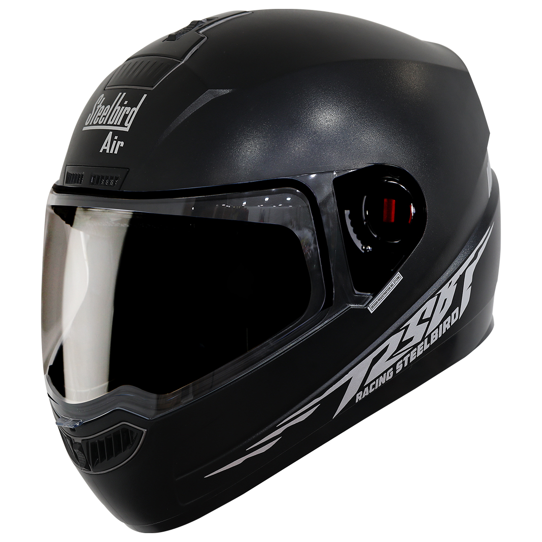 Steelbird SBA-1 Moon Reflective ISI Certified Full Face Helmet (Dashing Black with Clear Visor