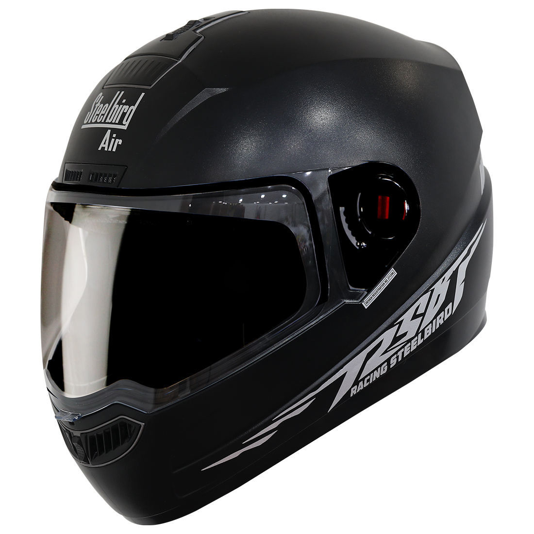 Steelbird SBA-1 Moon Reflective ISI Certified Full Face Helmet (Dashing Black With Clear Visor