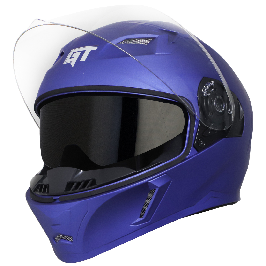 Steelbird SBA-21 GT Full Face ISI Certified Helmet with Inner Smoke Sun Shield and Outer Clear Visor (Glossy Y. Blue)