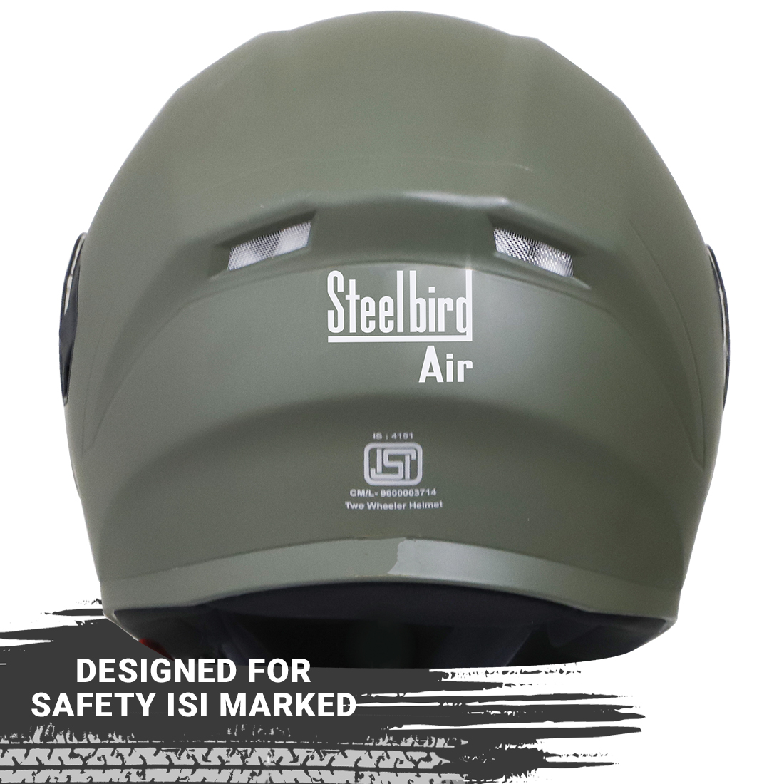 Steelbird SBA-21 GT Full Face ISI Certified Helmet With Inner Smoke Sun Shield And Outer Clear Visor (Matt Battle Green)