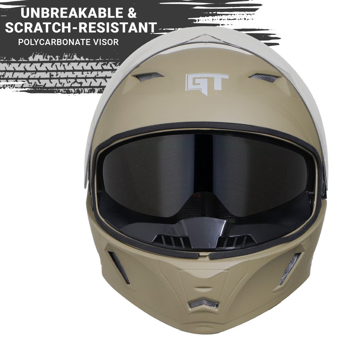 Steelbird SBA-21 GT Full Face ISI Certified Helmet With Inner Smoke Sun Shield And Outer Clear Visor (Matt Desert Storm)