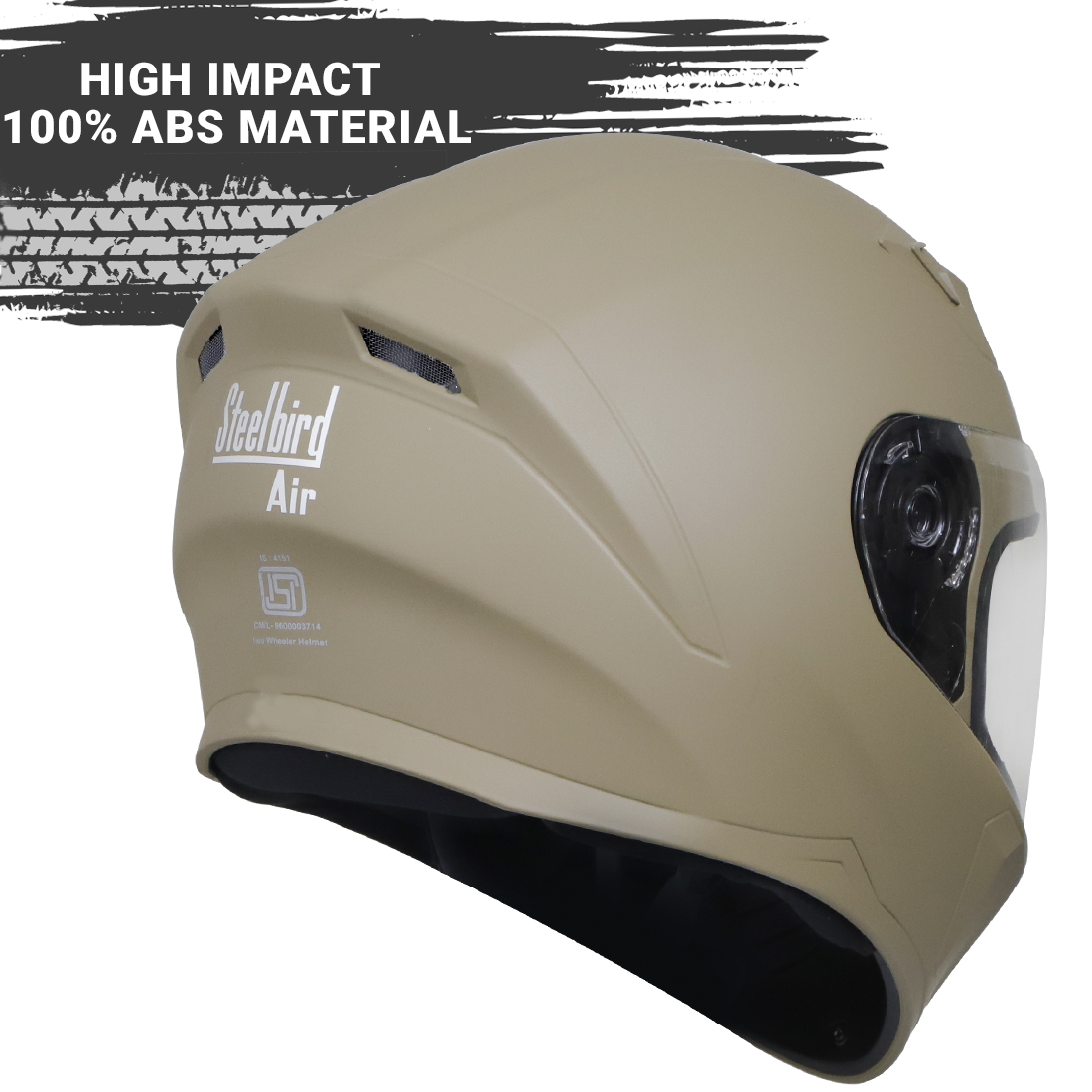Steelbird SBA-21 GT Full Face ISI Certified Helmet With Inner Smoke Sun Shield And Outer Clear Visor (Matt Desert Storm)