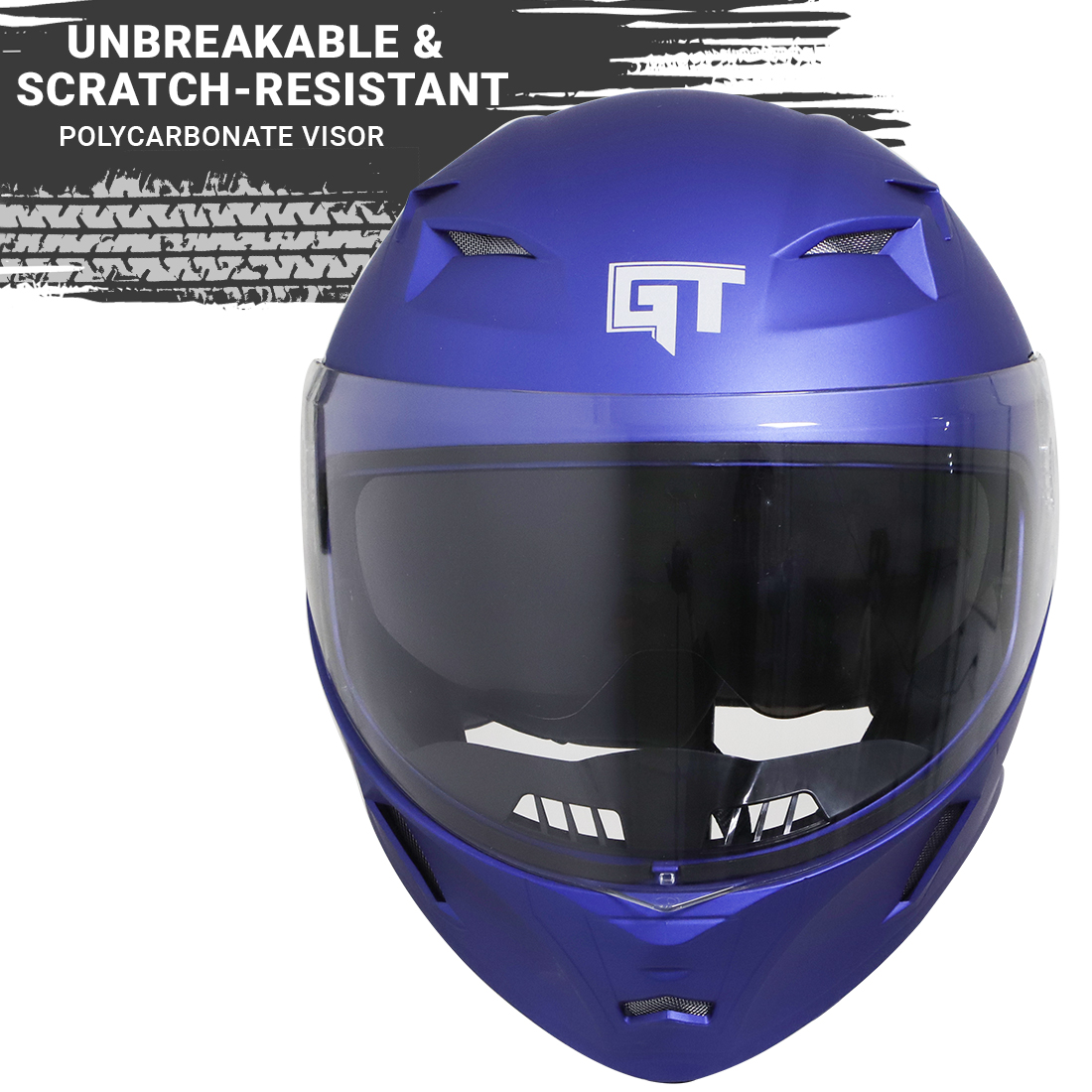 Steelbird SBA-21 GT Full Face ISI Certified Helmet With Inner Smoke Sun Shield And Outer Clear Visor (Matt Y. Blue)