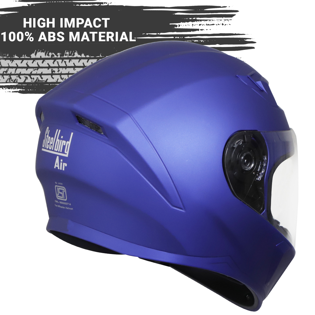 Steelbird SBA-21 GT Full Face ISI Certified Helmet With Inner Smoke Sun Shield And Outer Clear Visor (Matt Y. Blue)