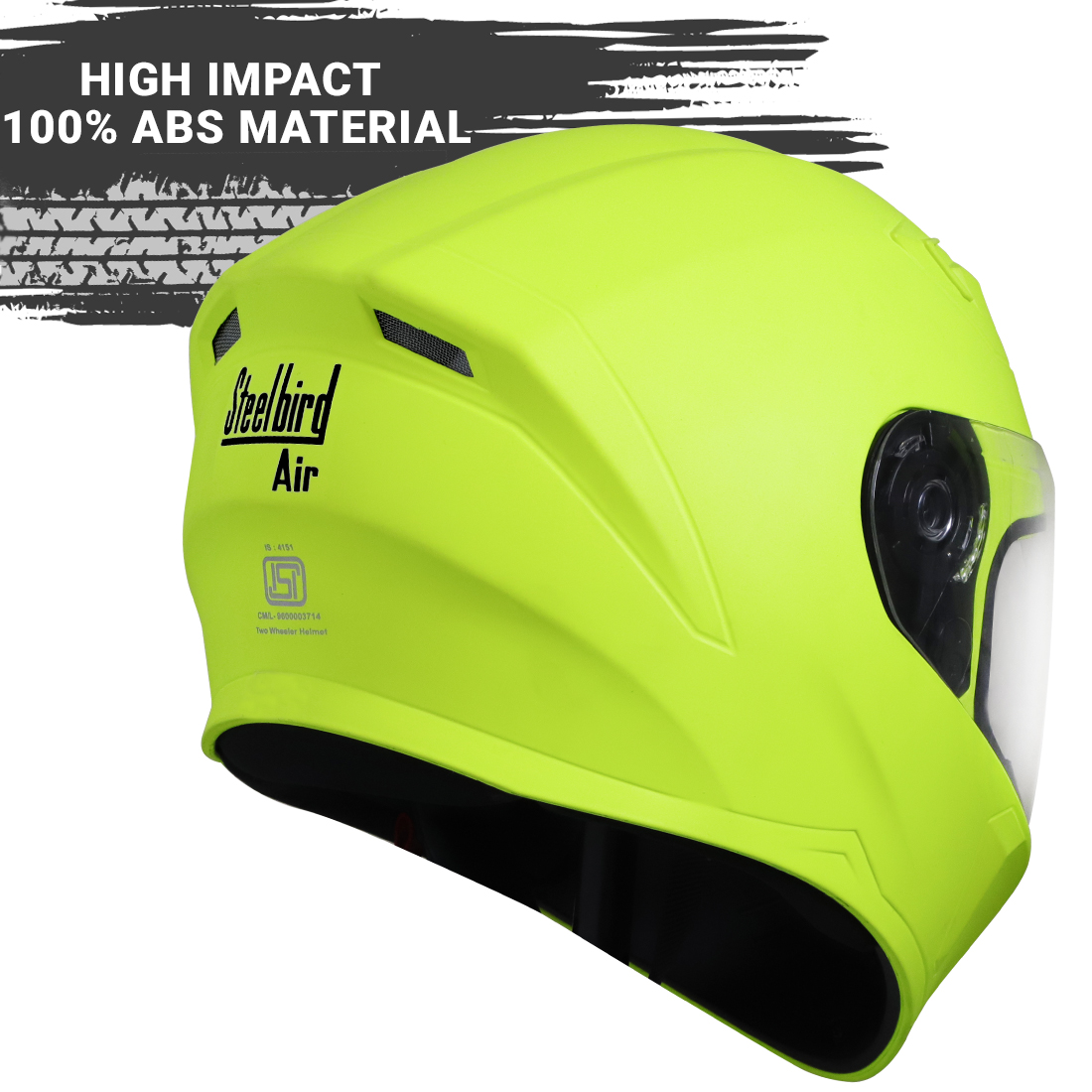 Steelbird SBA-21 GT Full Face ISI Certified Helmet With Inner Chrome Silver Sun Shield And Outer Clear Visor (Glossy Fluo Neon)
