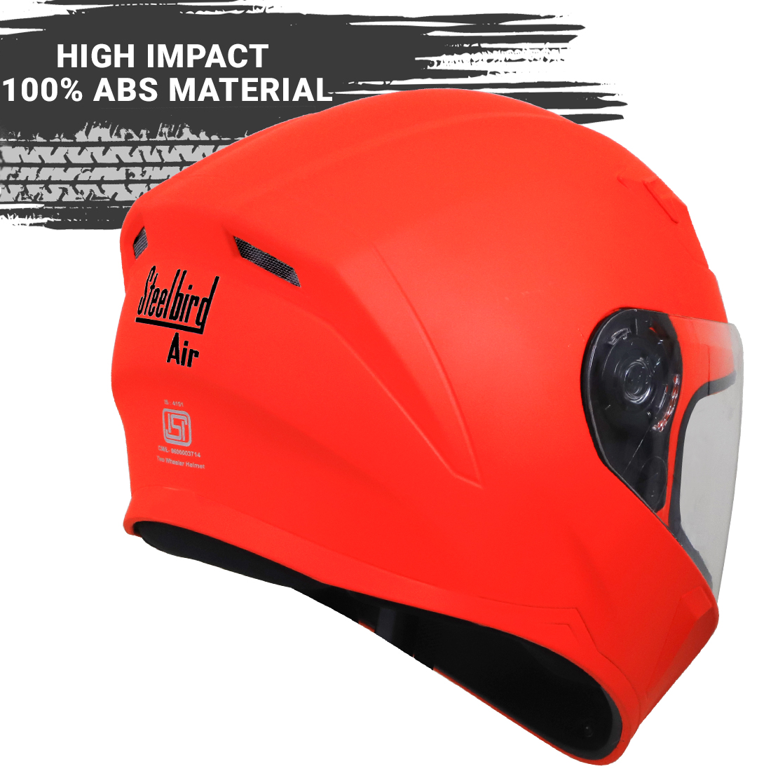 Steelbird SBA-21 GT Full Face ISI Certified Helmet With Inner Chrome Silver Sun Shield And Outer Clear Visor (Glossy Fluo Red)