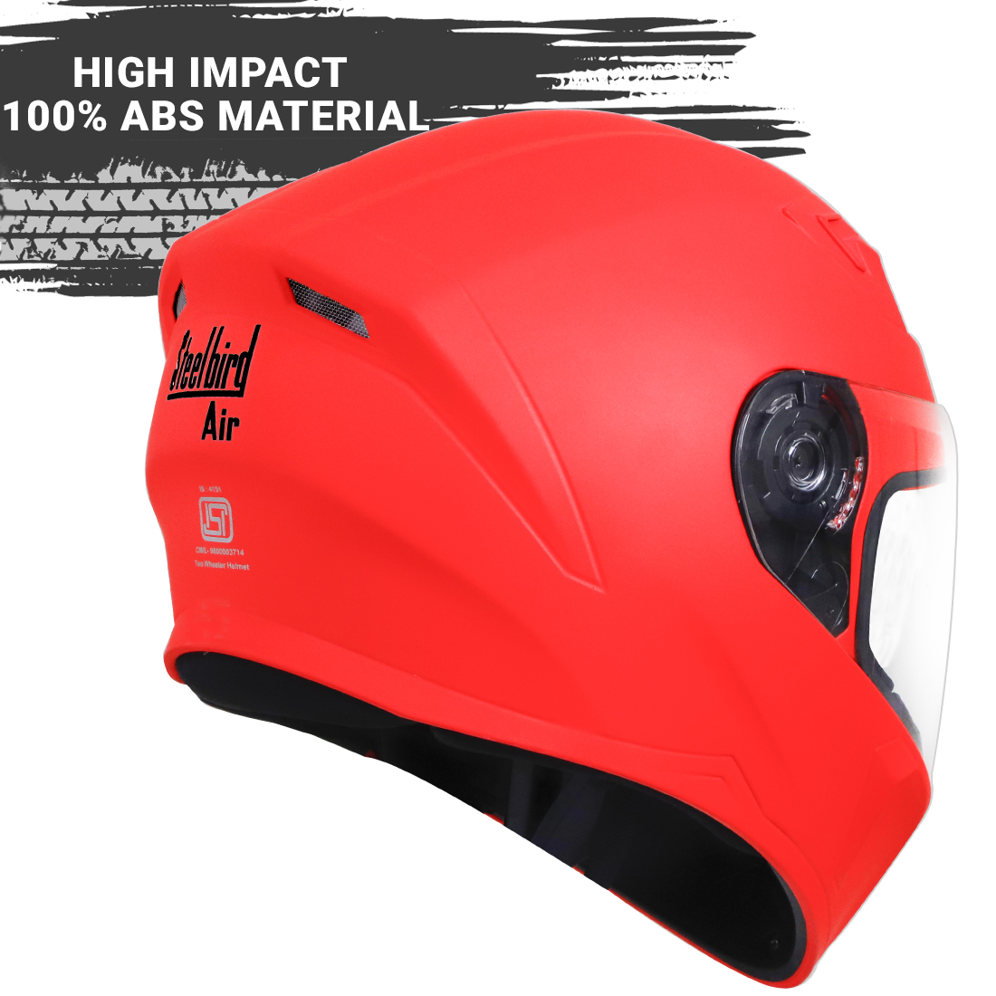 Steelbird SBA-21 GT Full Face ISI Certified Helmet With Inner Chrome Silver Sun Shield And Outer Clear Visor (Glossy Fluo Watermelon)