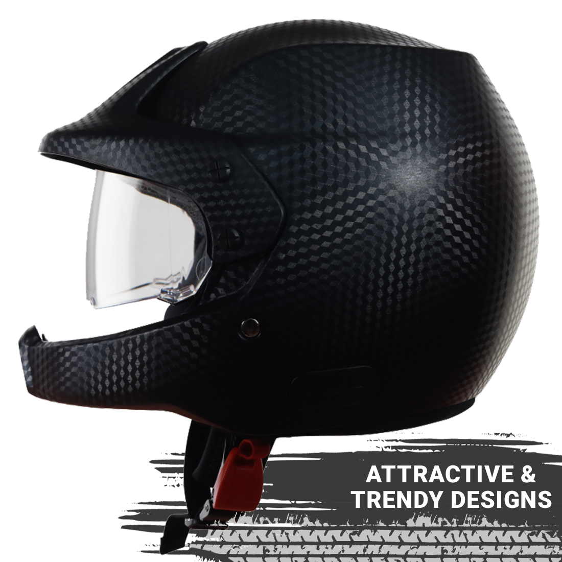 Steelbird 7Wings Rally Classic Open Face Helmet, ISI Certified Off Road Helmet ( Classic Black With Clear Visor )