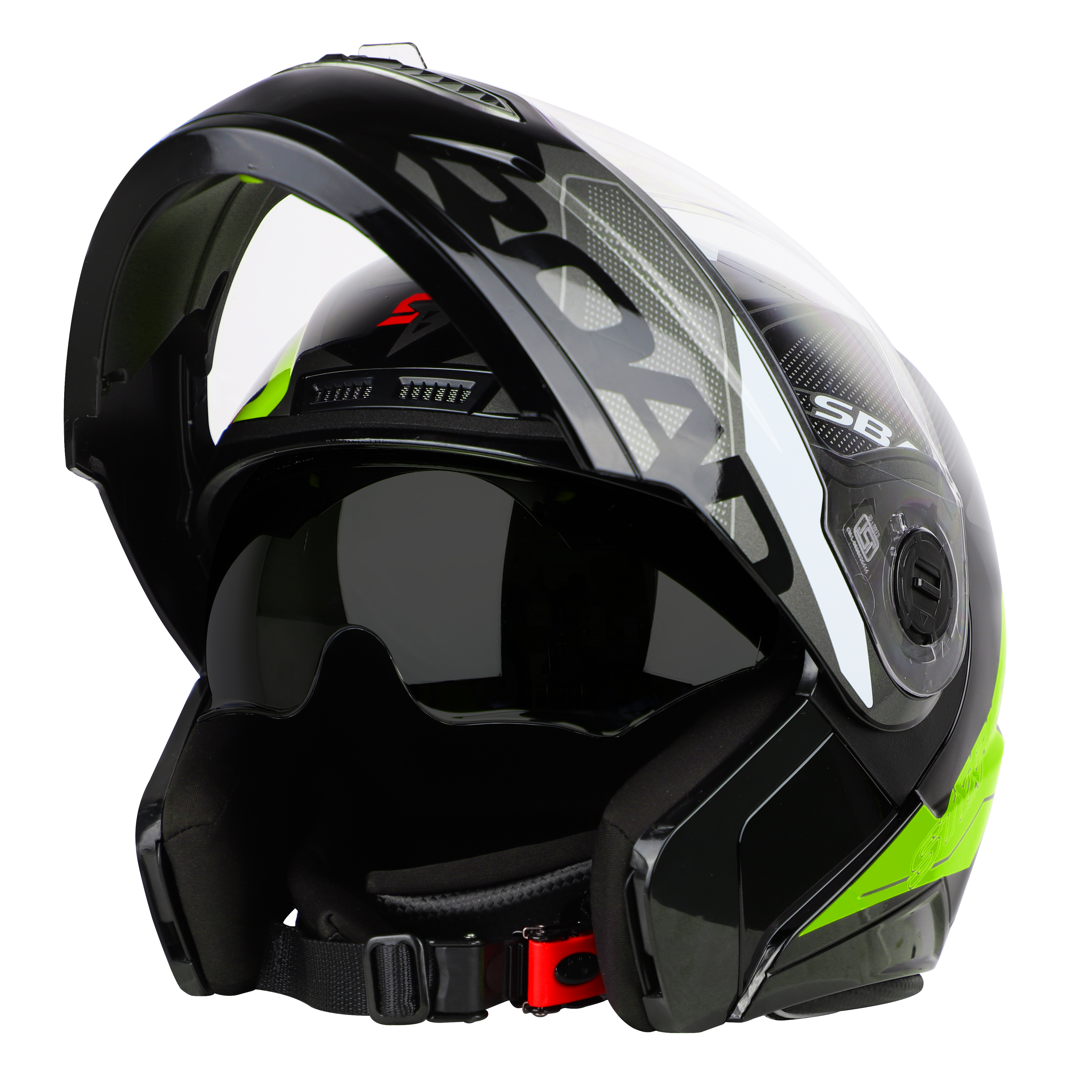 SBA-7 ROAD GLOSSY BLACK WITH NEON (WITH INNER SUNSHIELD)