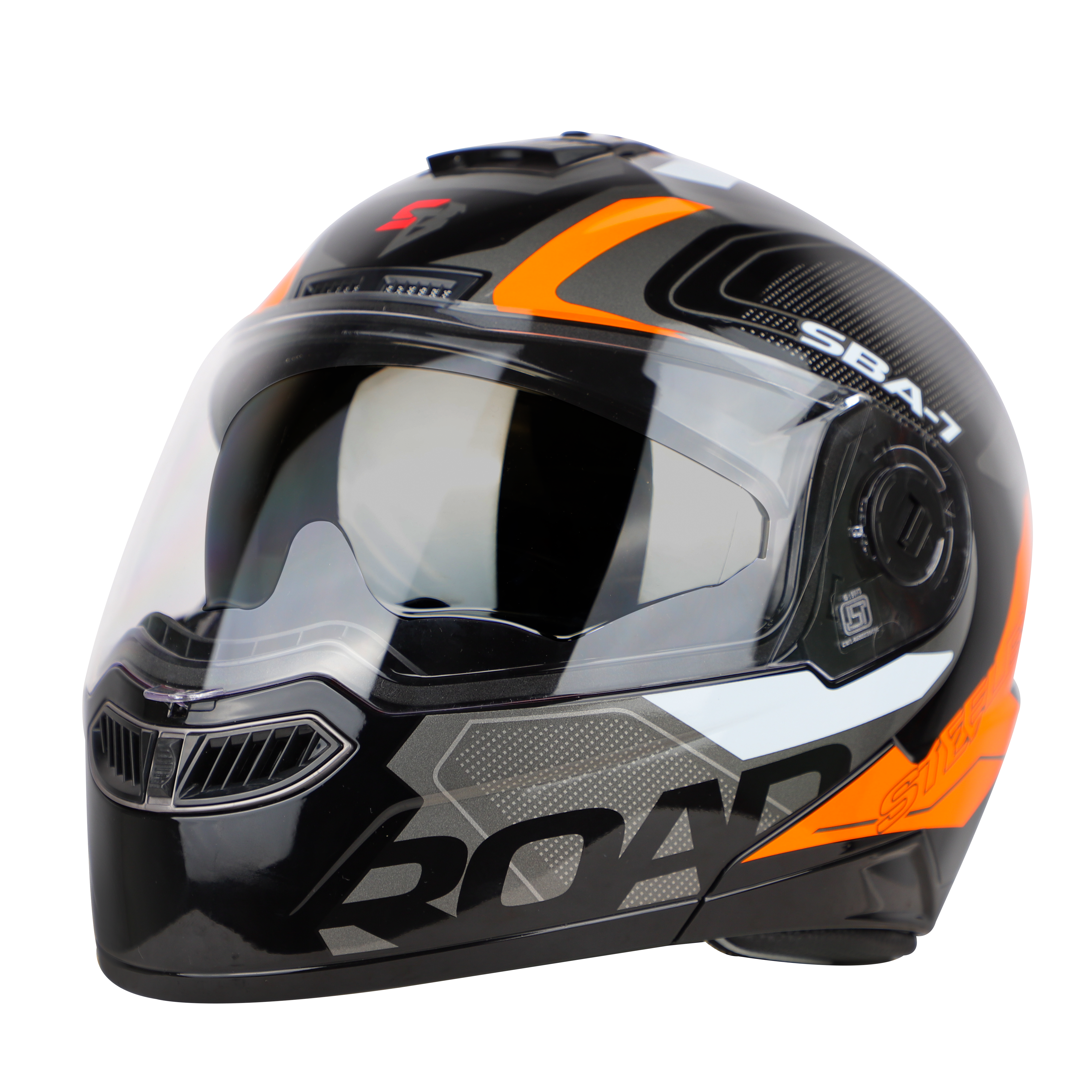 SBA-7 ROAD GLOSSY BLACK WITH ORANGE (WITH INNER SUNSHIELD)
