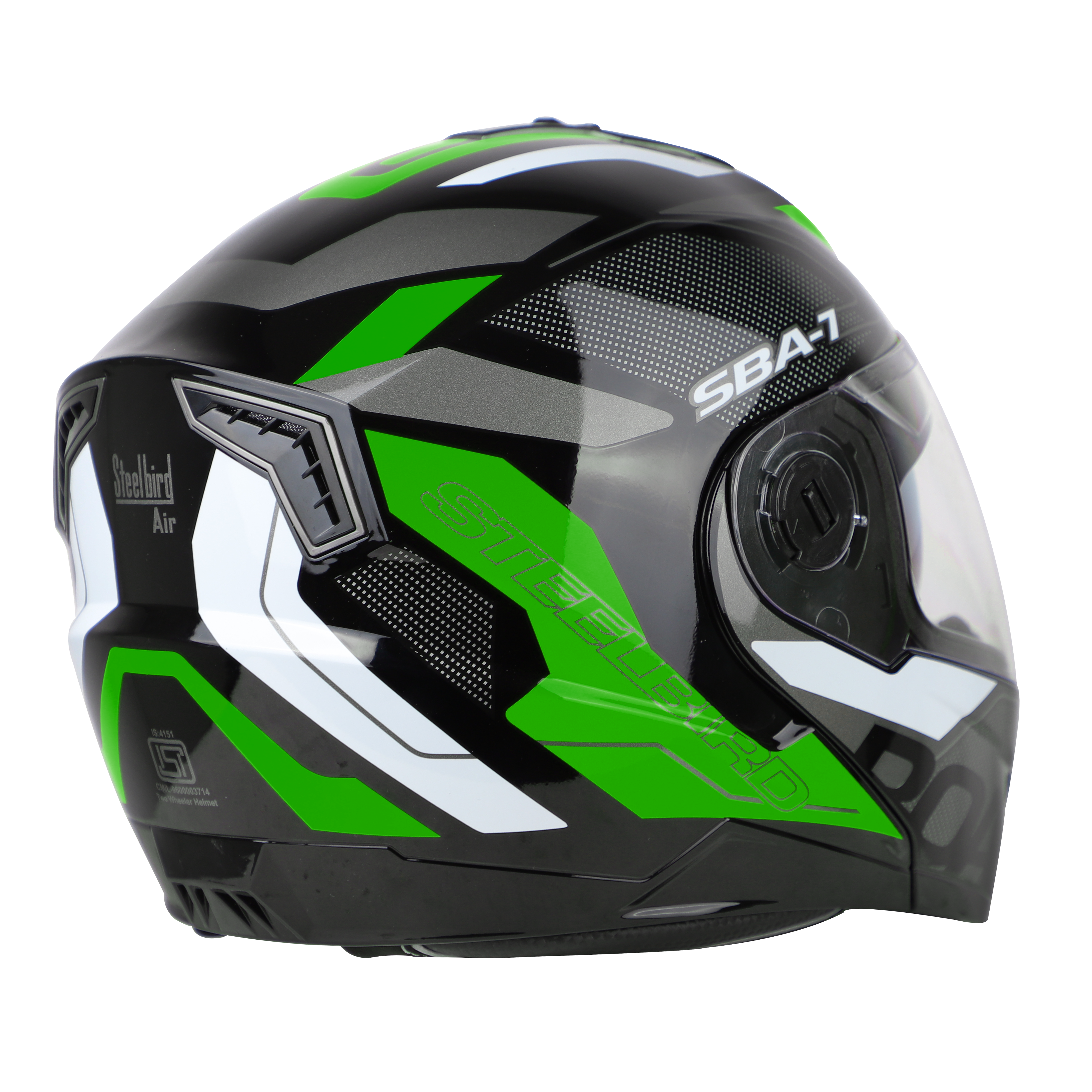 SBA-7 ROAD GLOSSY BLACK WITH GREEN (WITH INNER SUNSHIELD)